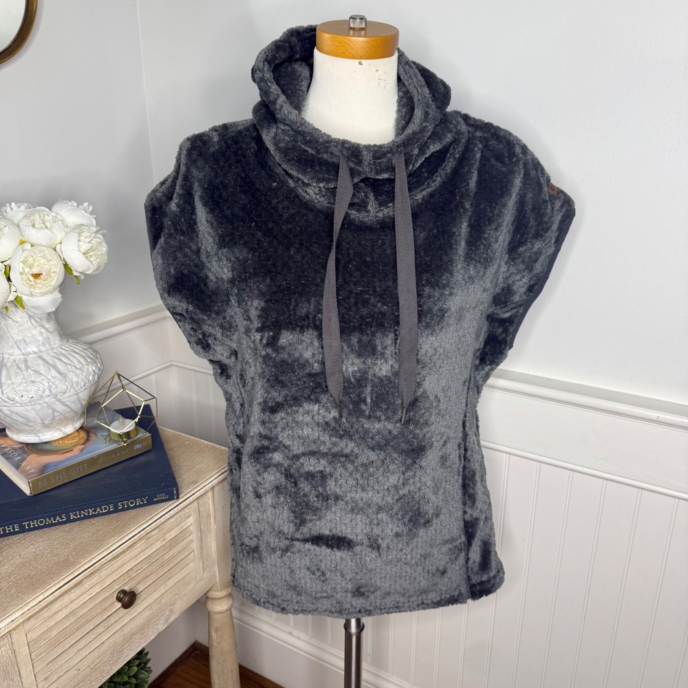 Columbia Womens Charcoal Gray Plush Fleece Cowl Neck Sleeveless Vest Size M